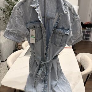 DKNY Light Blue Denim Midi Dress